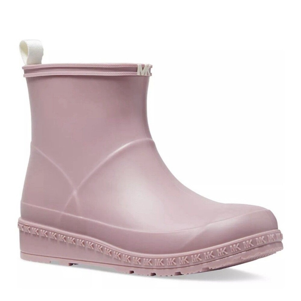 MICHAEL Michael Kors Womans Pink Mac Rubber Rain Low Heel Bootie Size 7